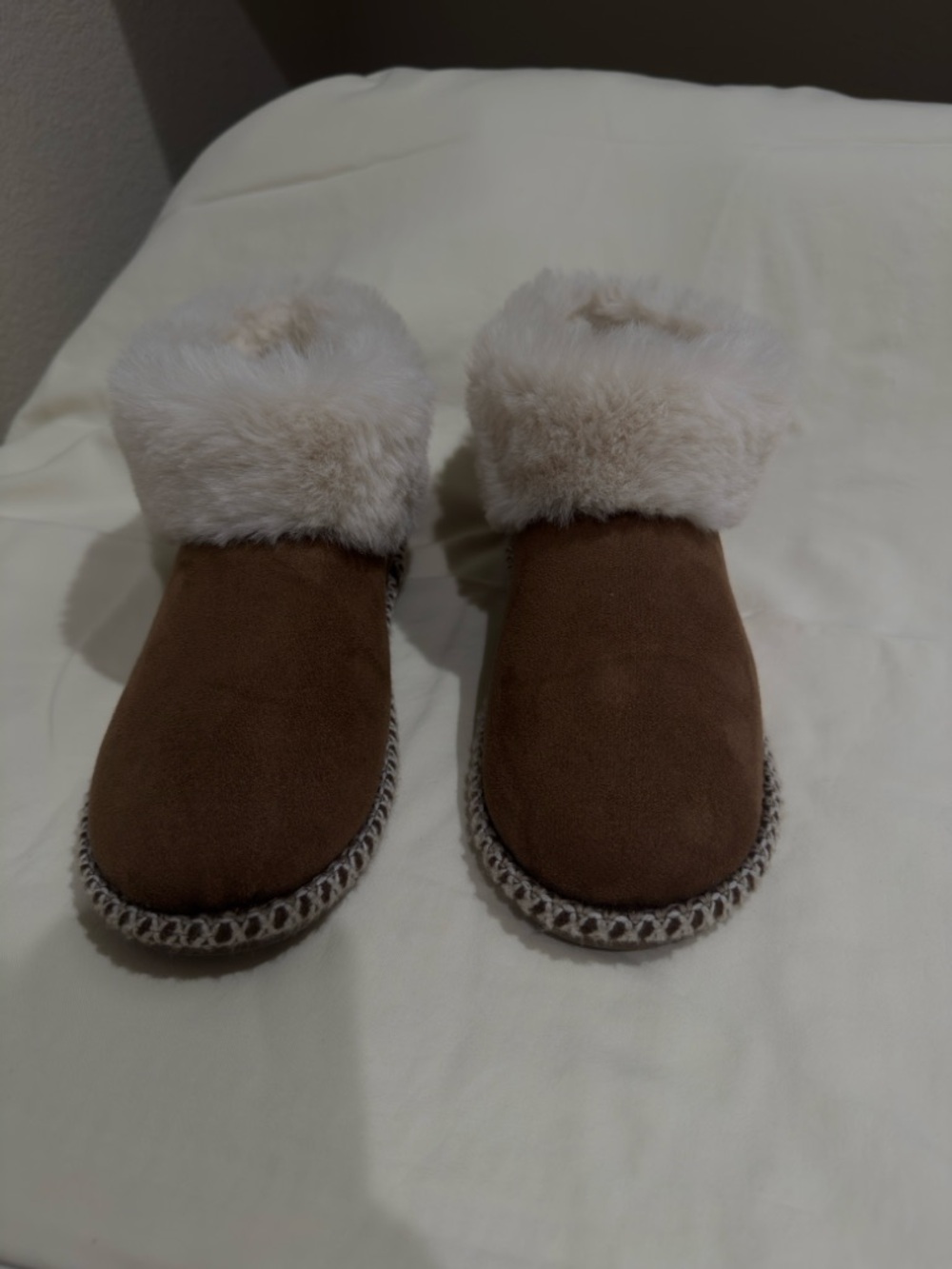 Easy Spirit Brown Suede Faux Fur Cuff Ankle Booties